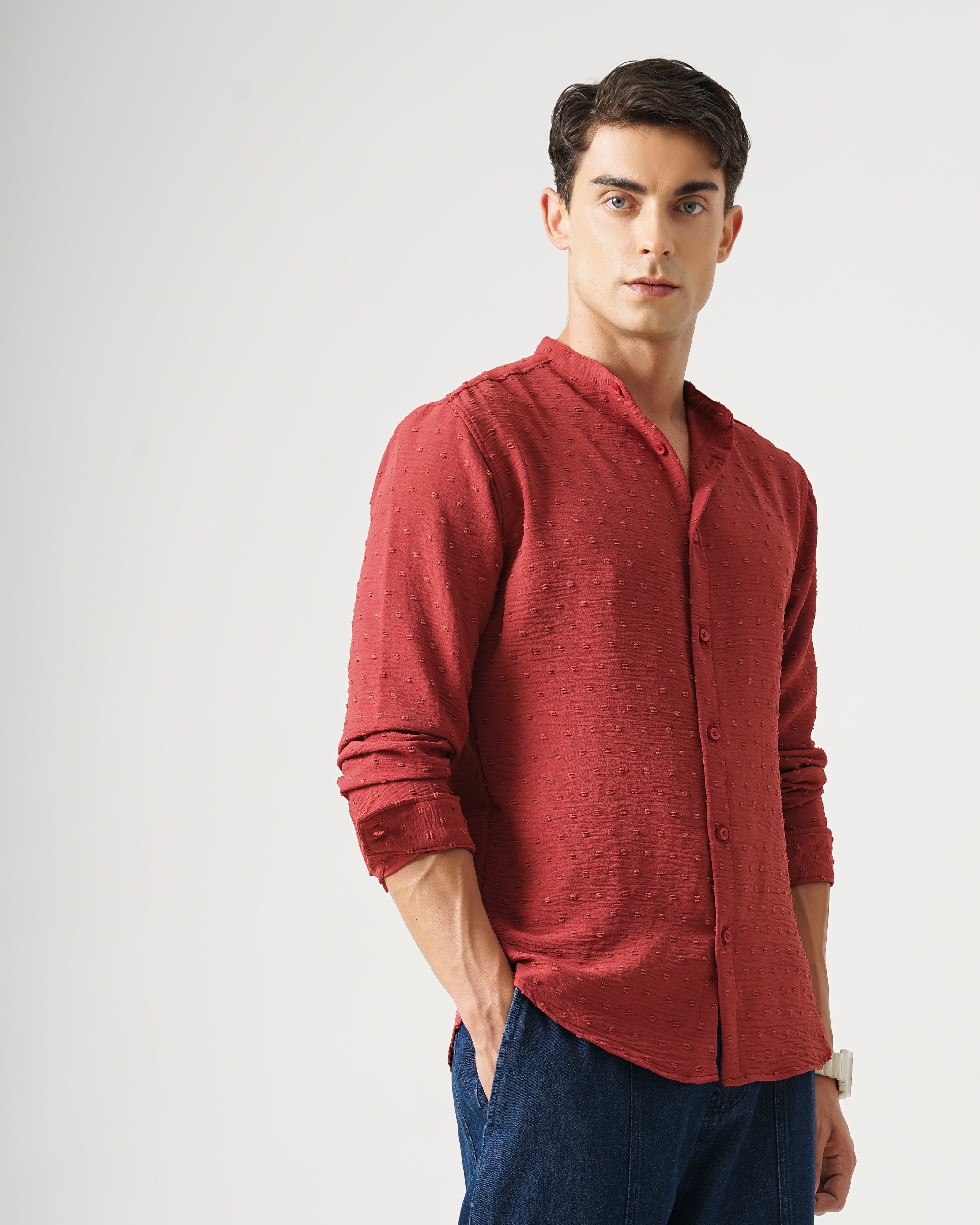men's self design shirt