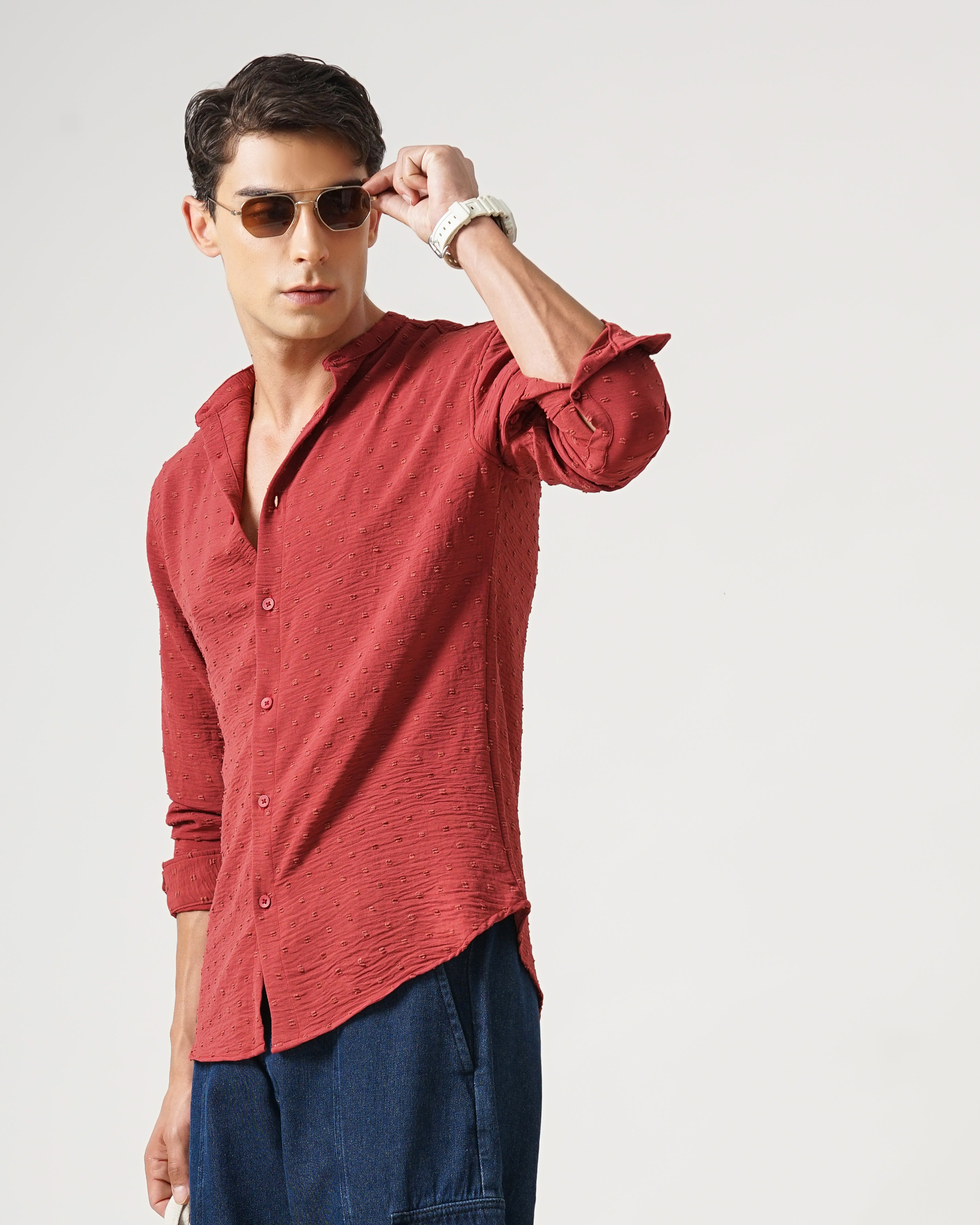 men's self design shirt