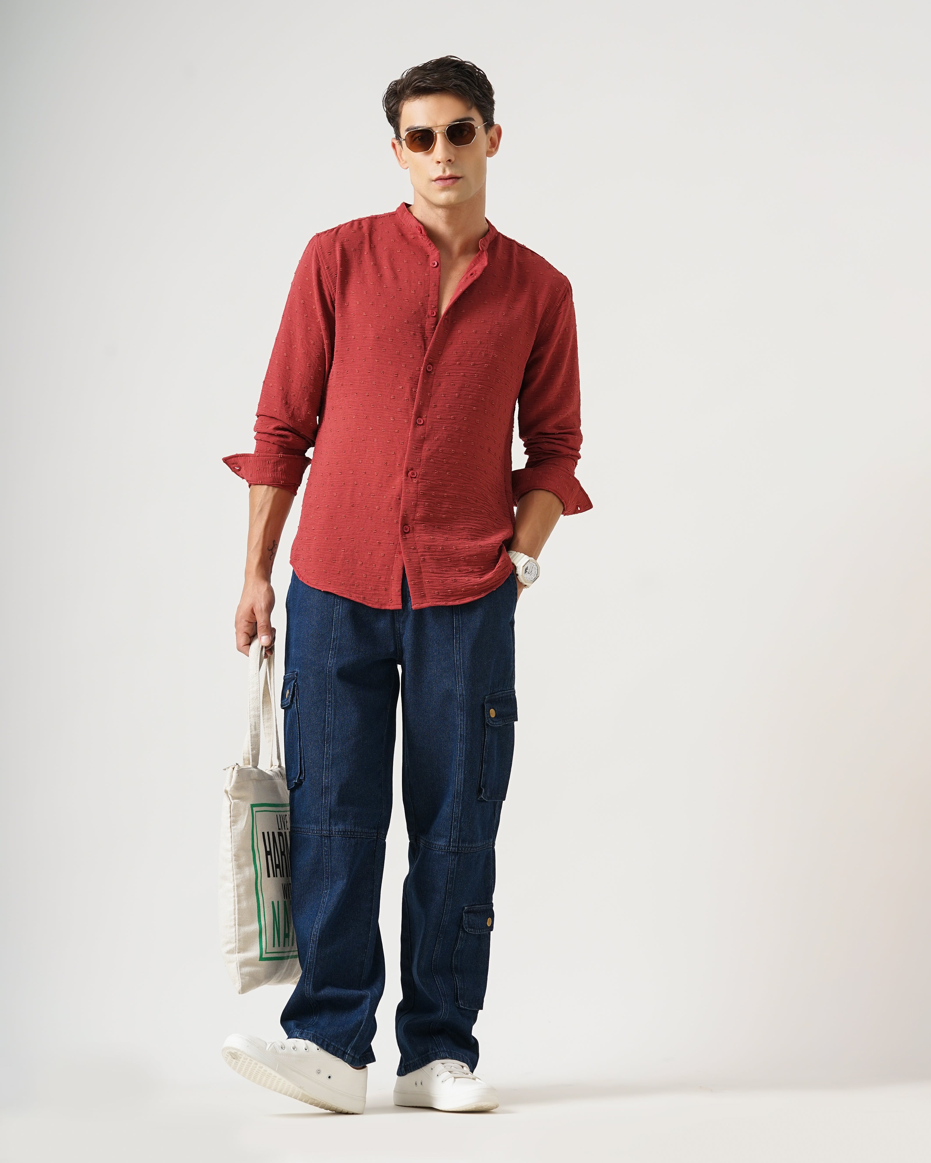 men's self design shirt
