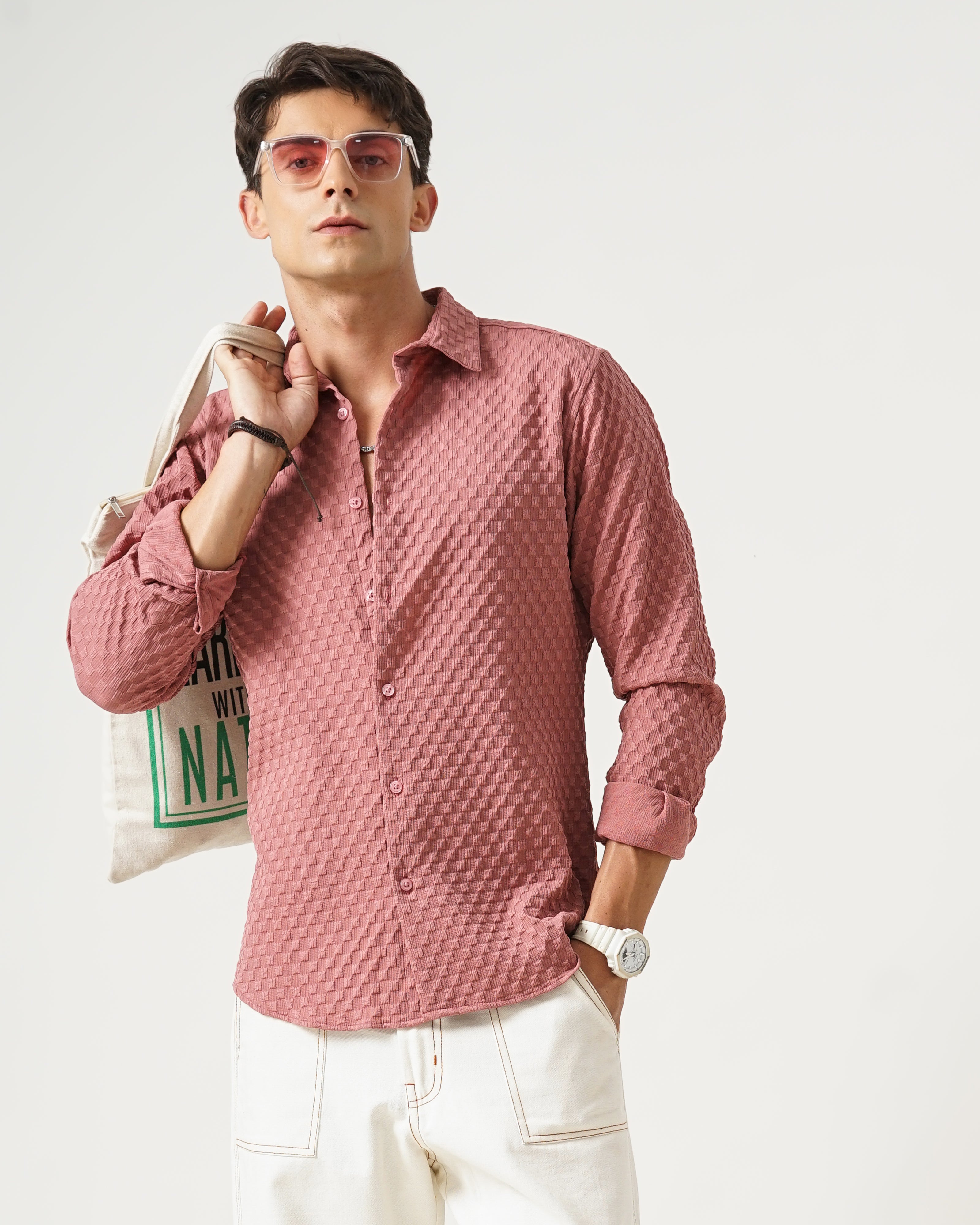 men's self design shirt