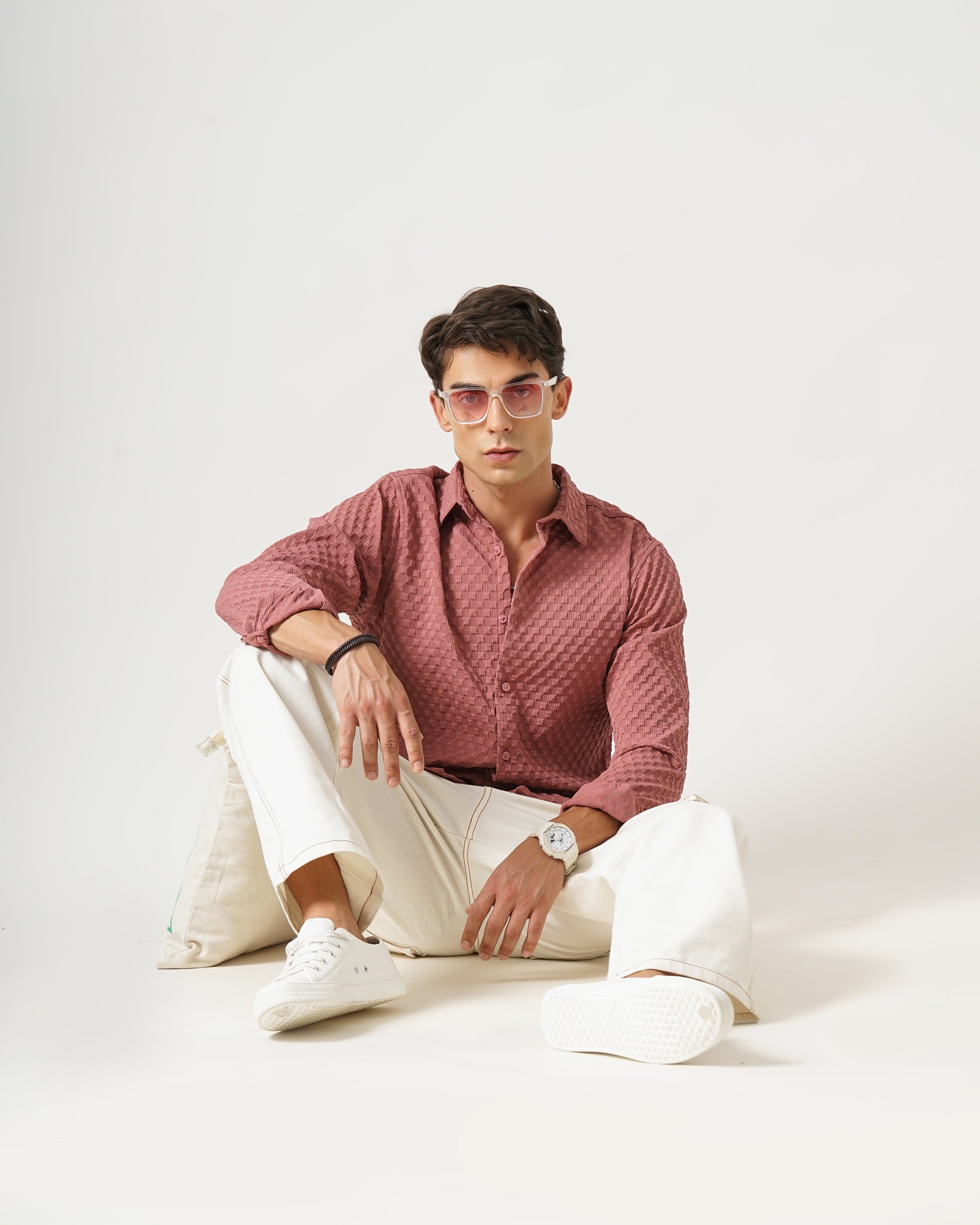 men's self design shirt
