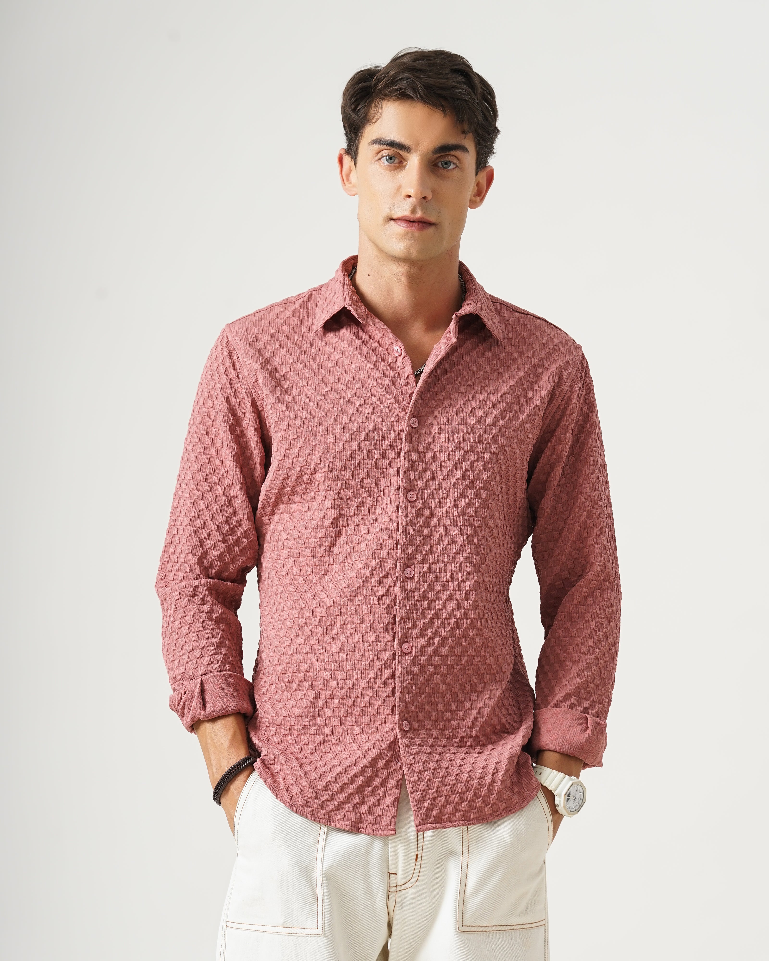 men's self design shirt
