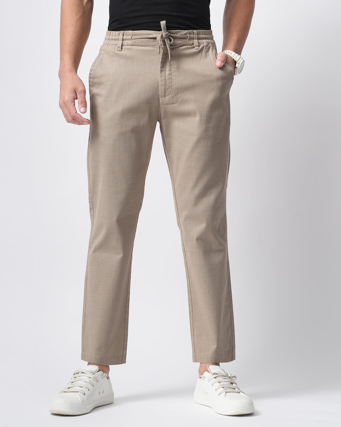 Men Comfort Slim Fit Low-Rise Cotton Chinos