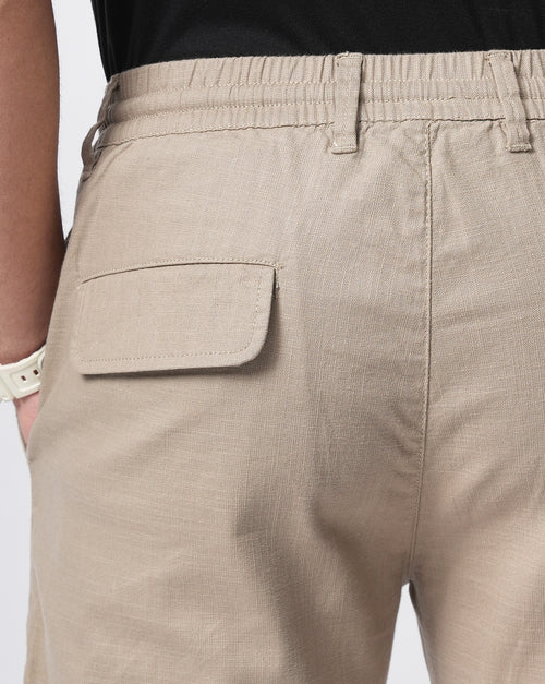 Men Solid Comfort Slim Fit Low-Rise Cargos Trousers