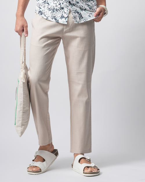 Men Comfort Slim Fit Low-Rise Cotton Chinos Trouser