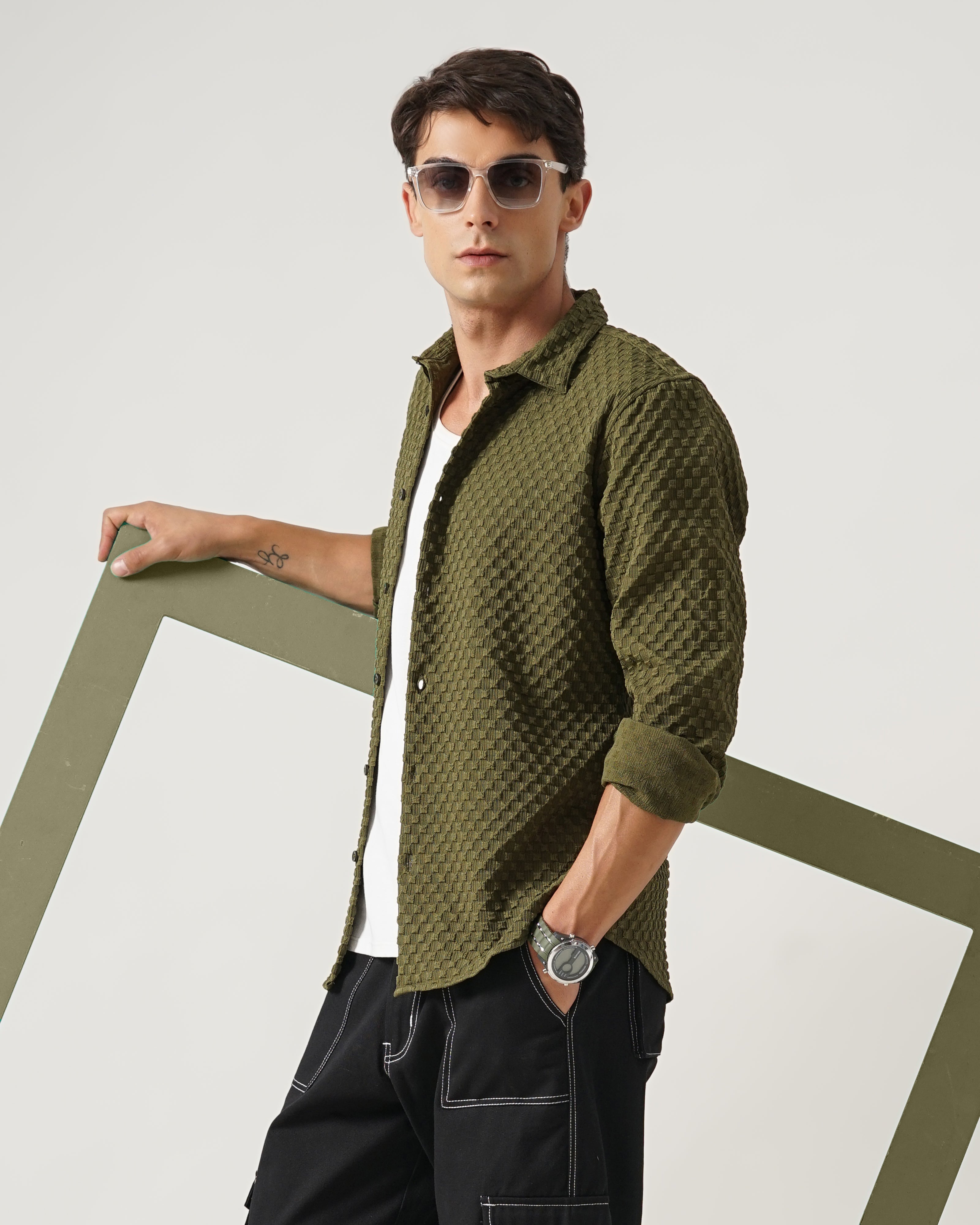men's self design shirt