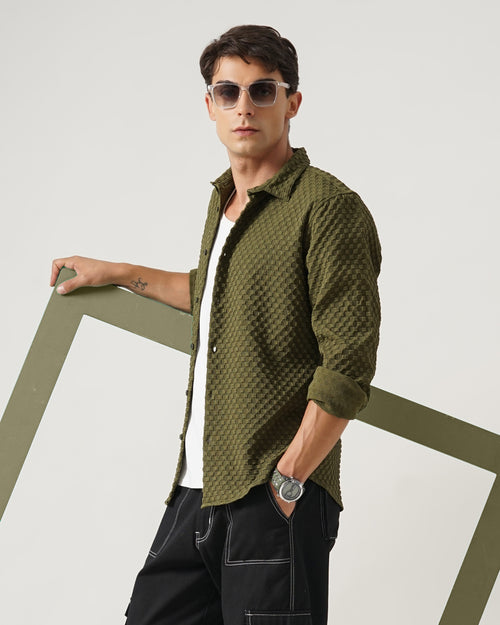men's self design shirt