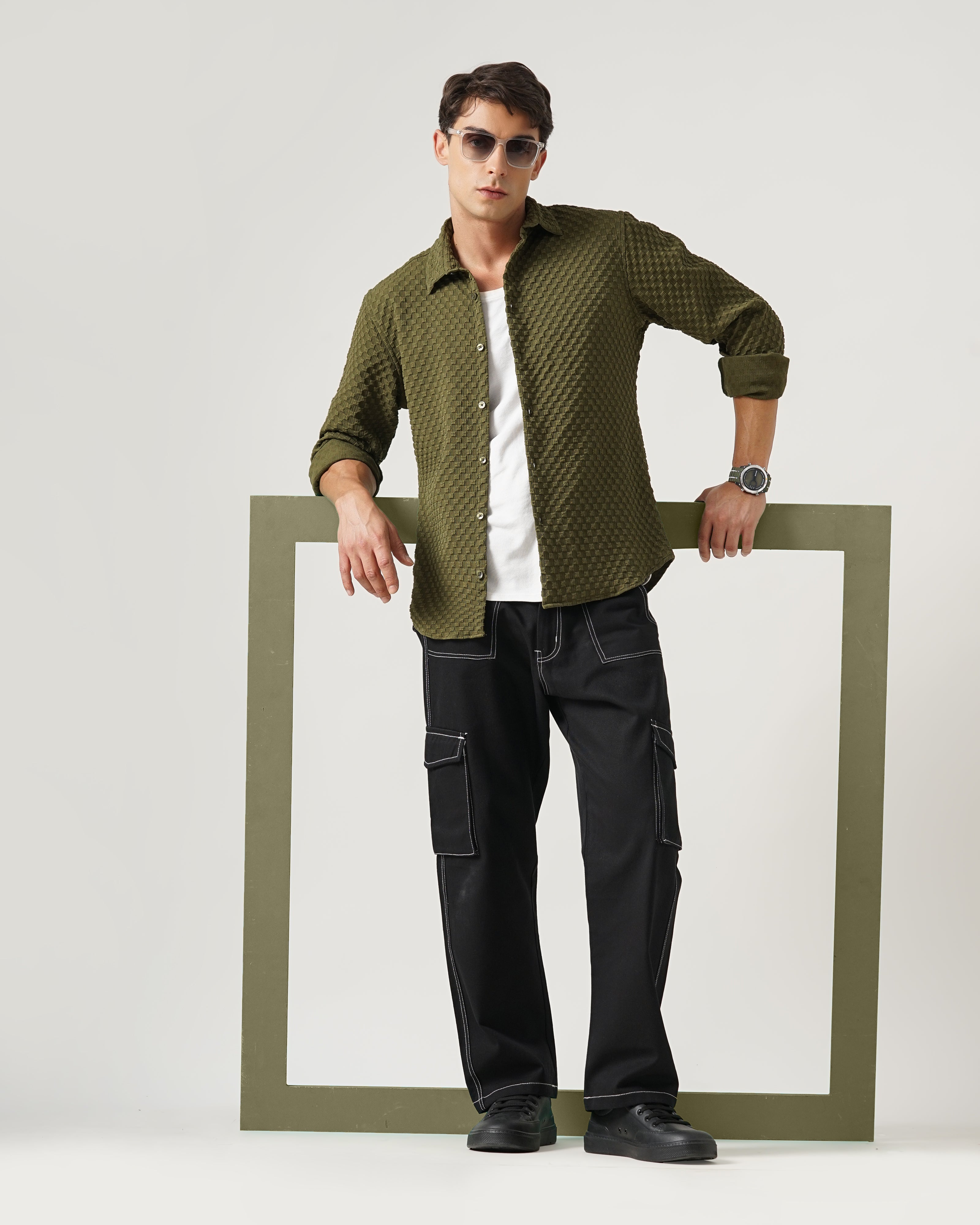 men's self design shirt