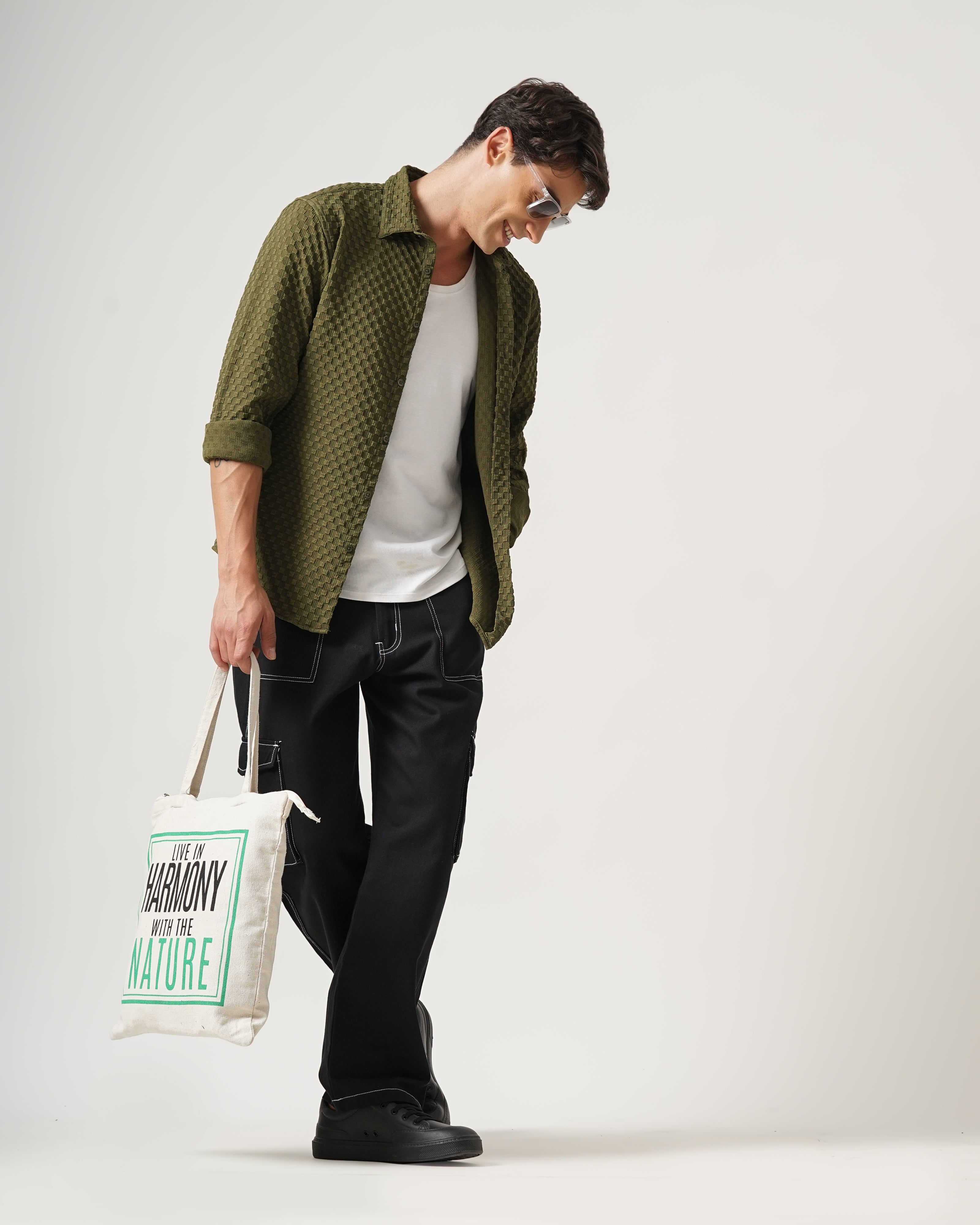 men's self design shirt