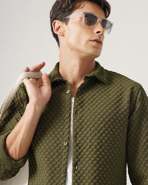 men's self design shirt