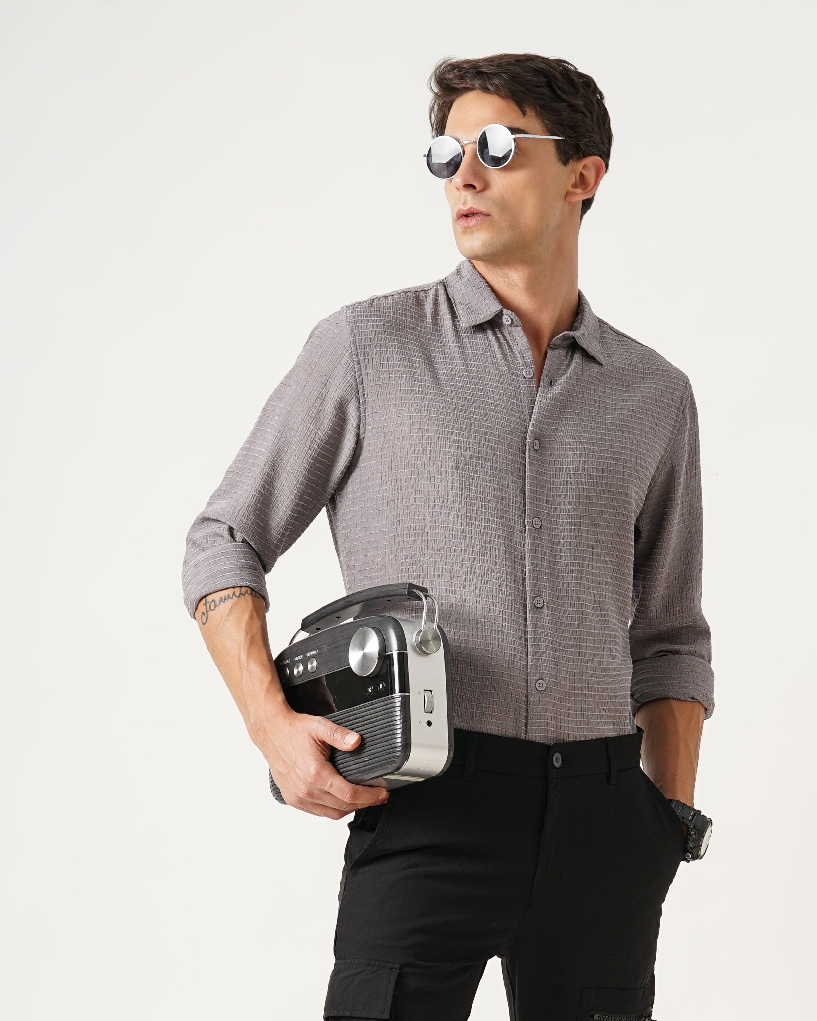 men's Self Design Shirt