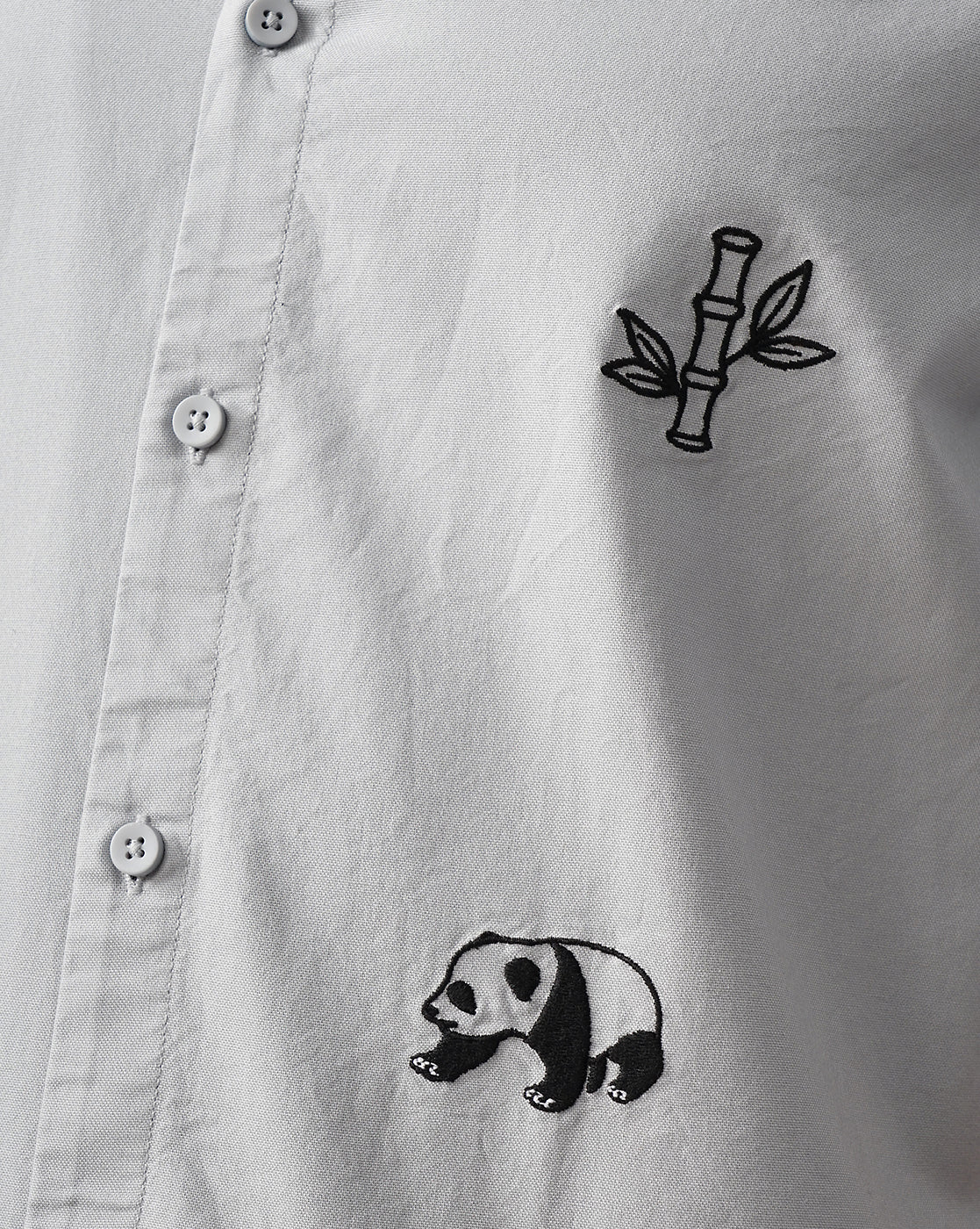 Panda Embroidery and Stem Embroidery Shirt