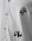 Panda Embroidery and Stem Embroidery Shirt