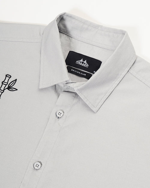 Panda Embroidery and Stem Embroidery Shirt