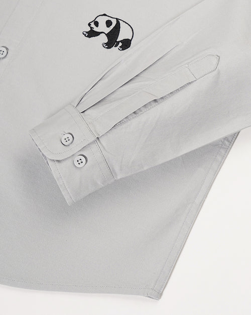 Panda Embroidery and Stem Embroidery Shirt