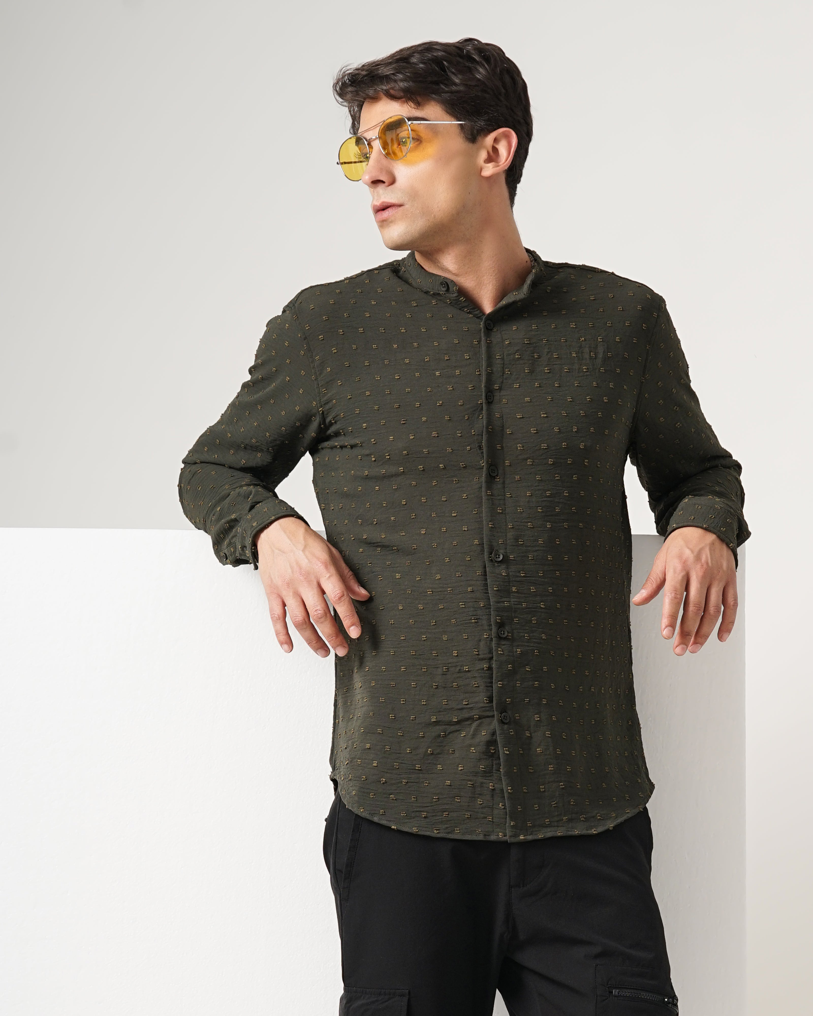 men's self design shirt