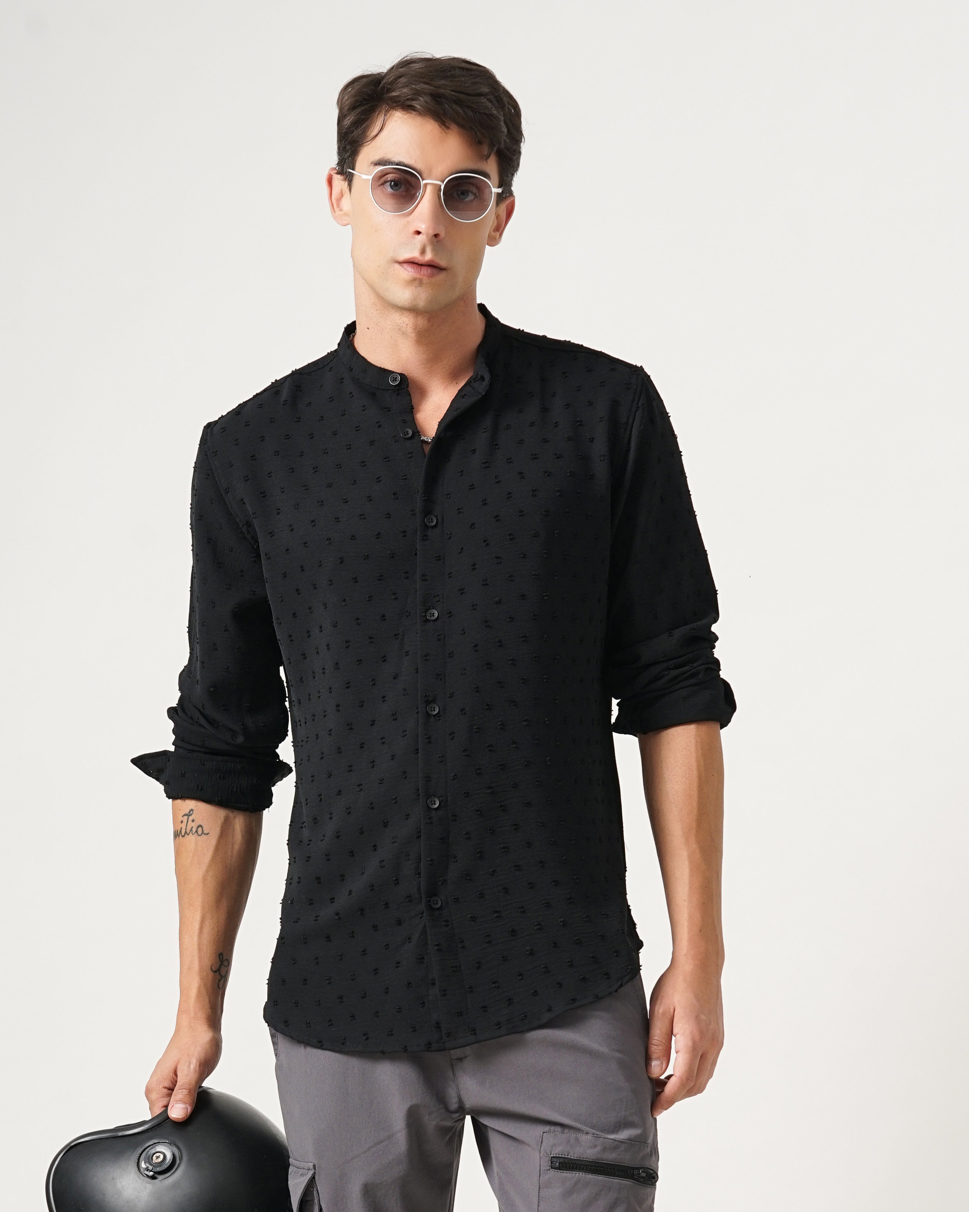 men's self design shirt