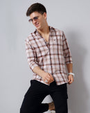 Windowpane Checks Slim Fit 60'S Giza Cotton Shirt