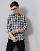 Windowpane Checks Slim Fit 60'S Giza Cotton Shirt