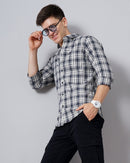 Windowpane Checks Slim Fit 60'S Giza Cotton Shirt