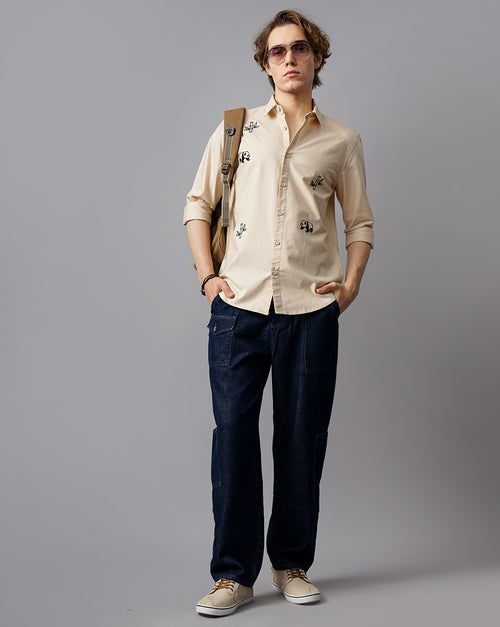 Panda Embroidery and Stem Embroidery Shirt