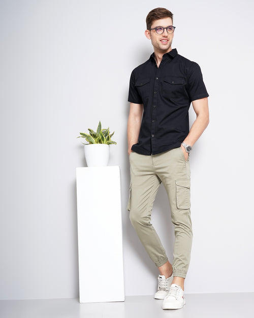 Solid Men's Cargo Joggers