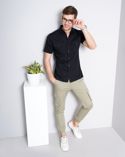 Solid Men's Cargo Joggers