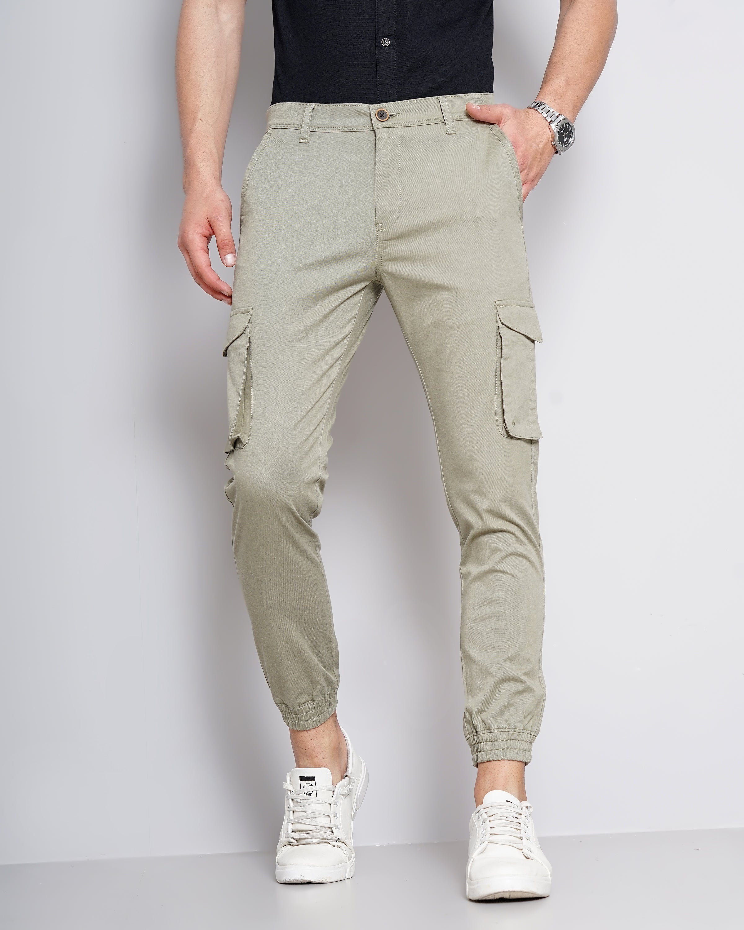 Solid Men's Cargo Joggers