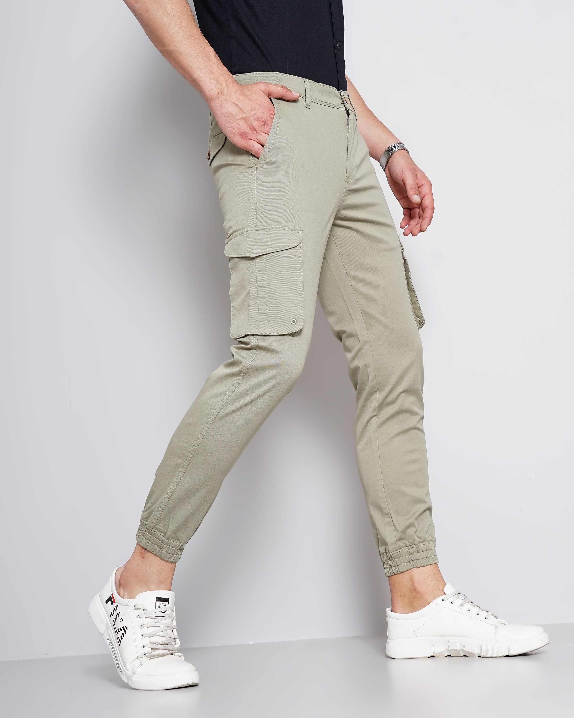 Solid Men's Cargo Joggers