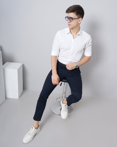 CHECKED SLIM FIT CHINOS