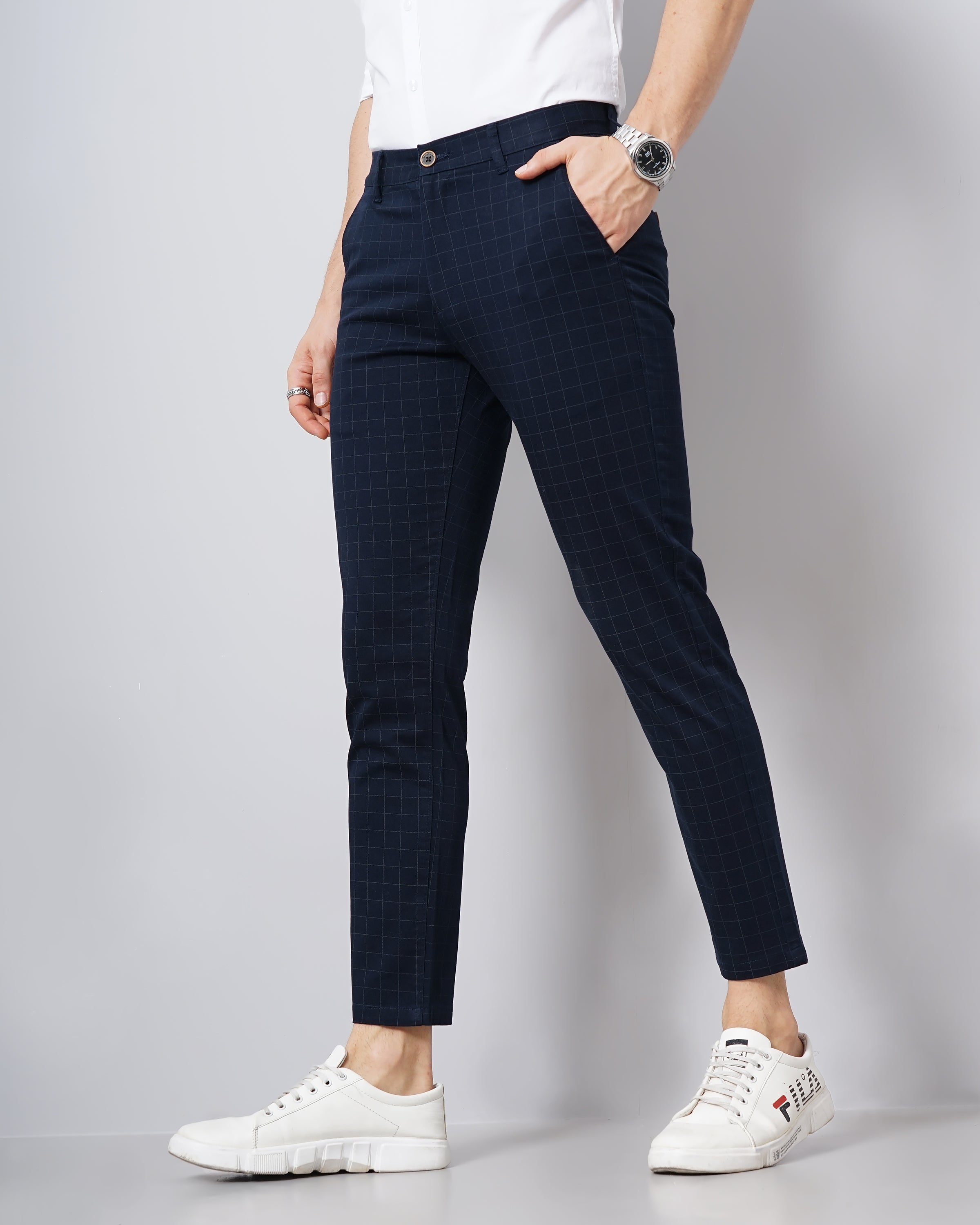 CHECKED SLIM FIT CHINOS