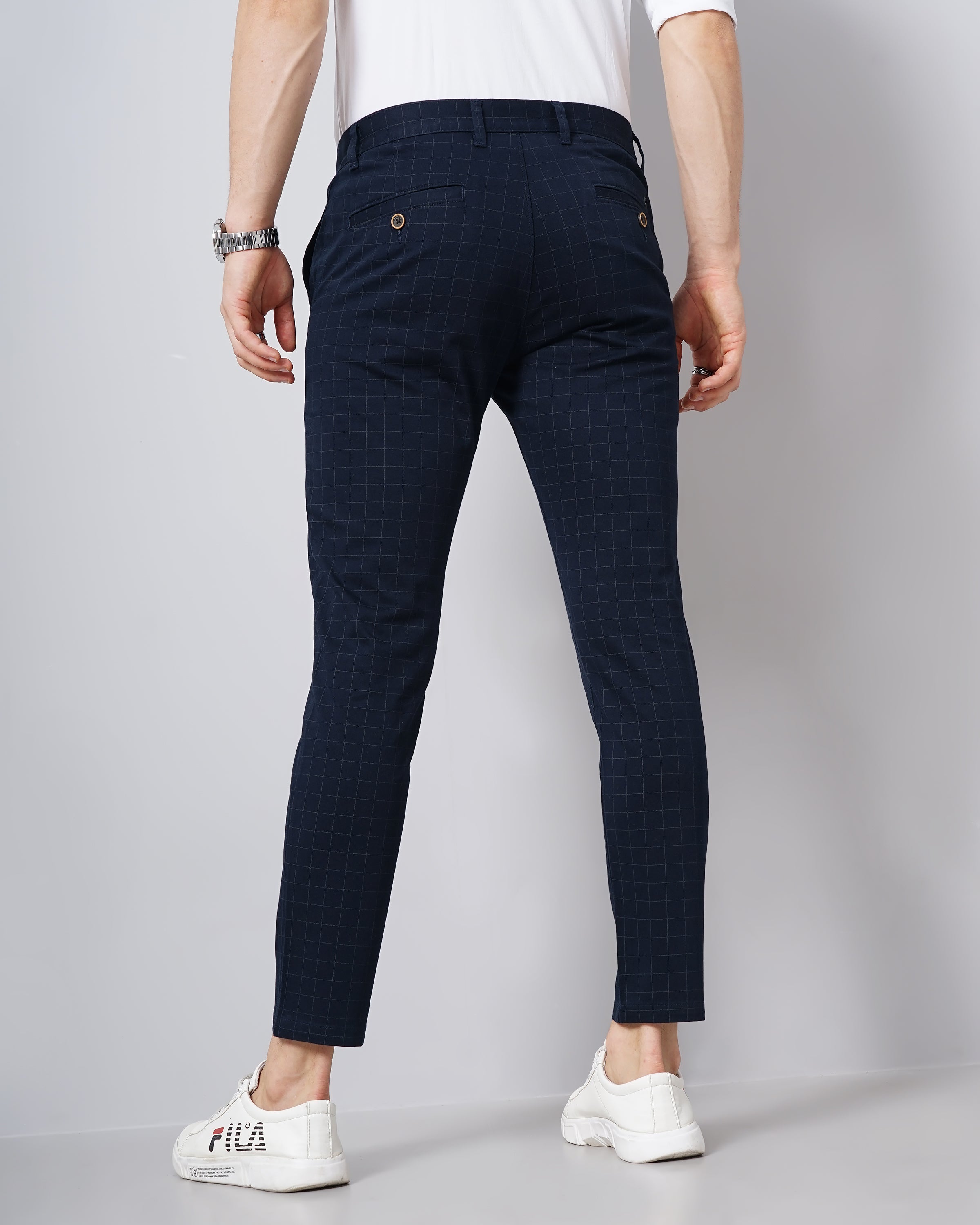 CHECKED SLIM FIT CHINOS