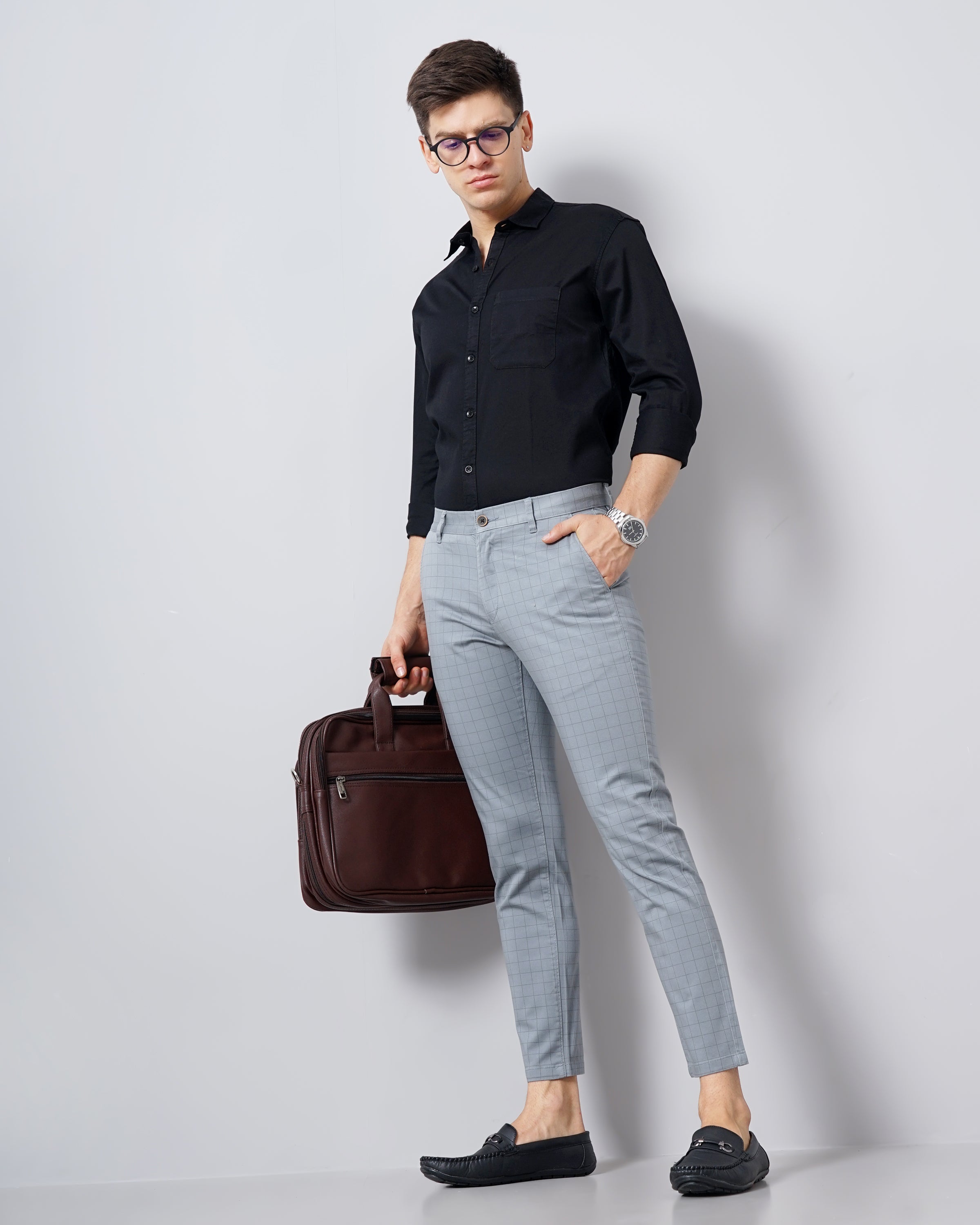 CHECKED SLIM FIT CHINOS