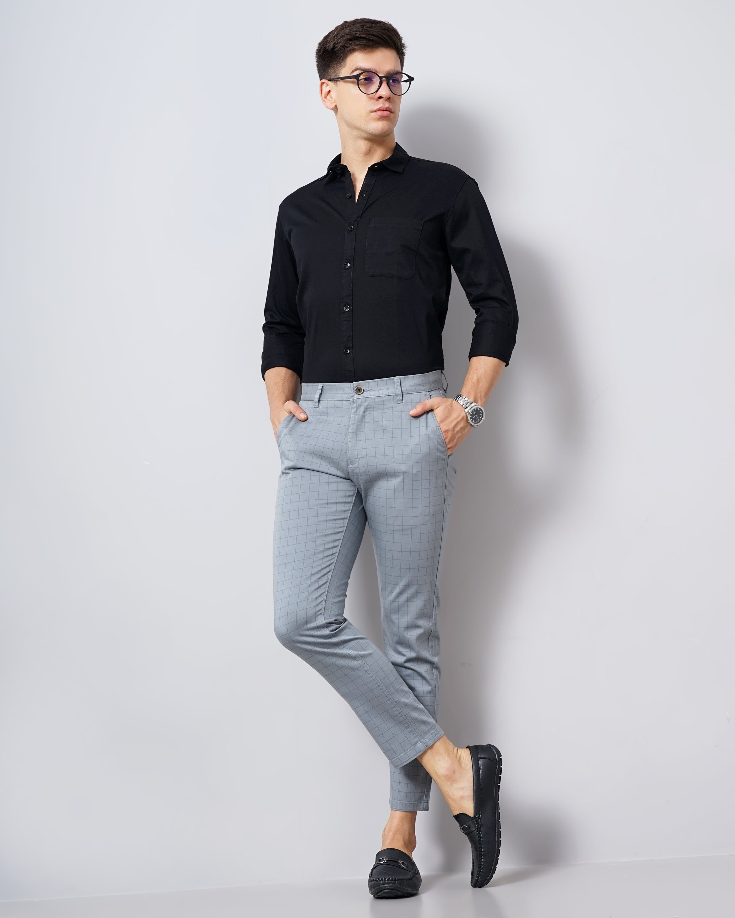 CHECKED SLIM FIT CHINOS