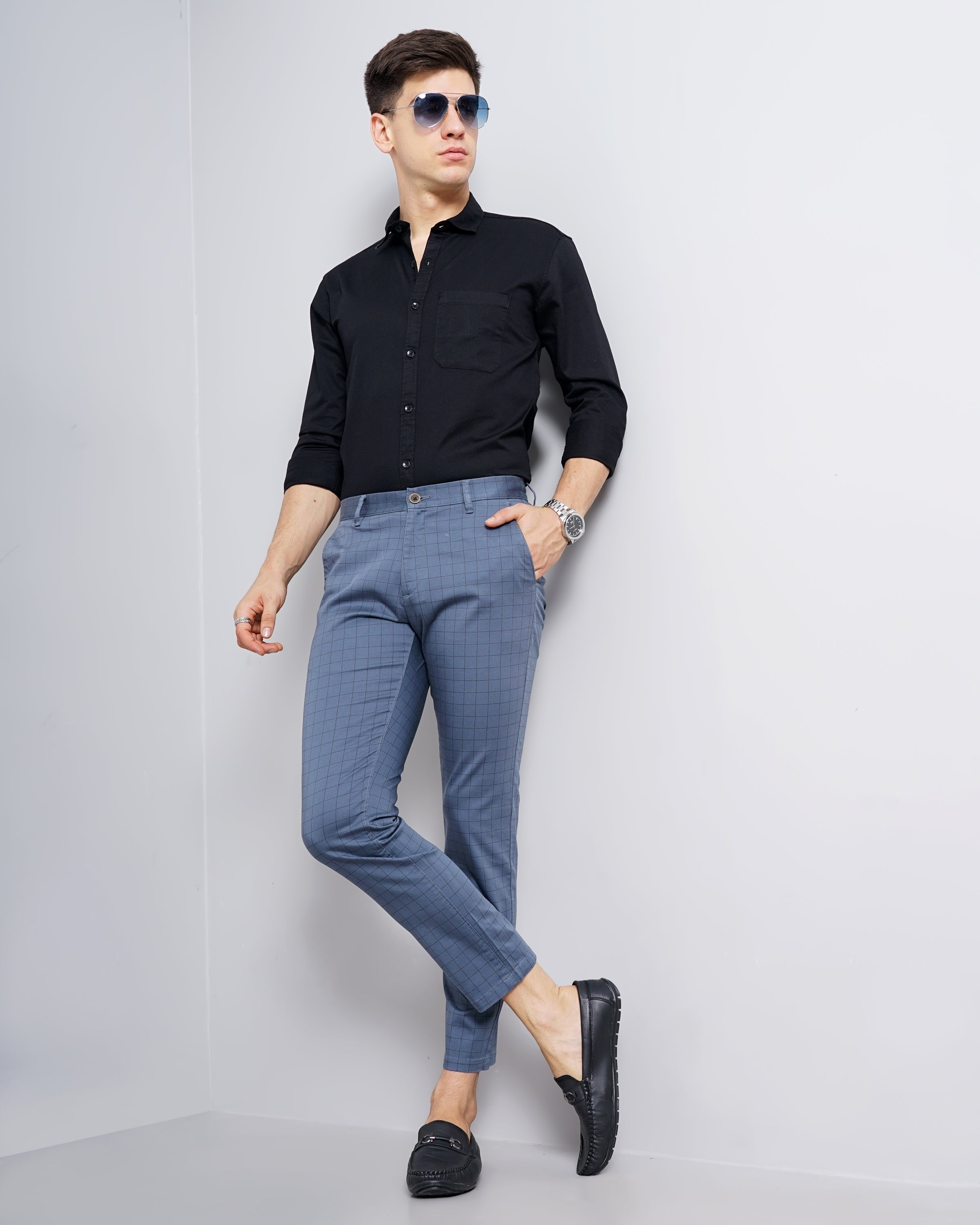 CHECKED SLIM FIT CHINOS