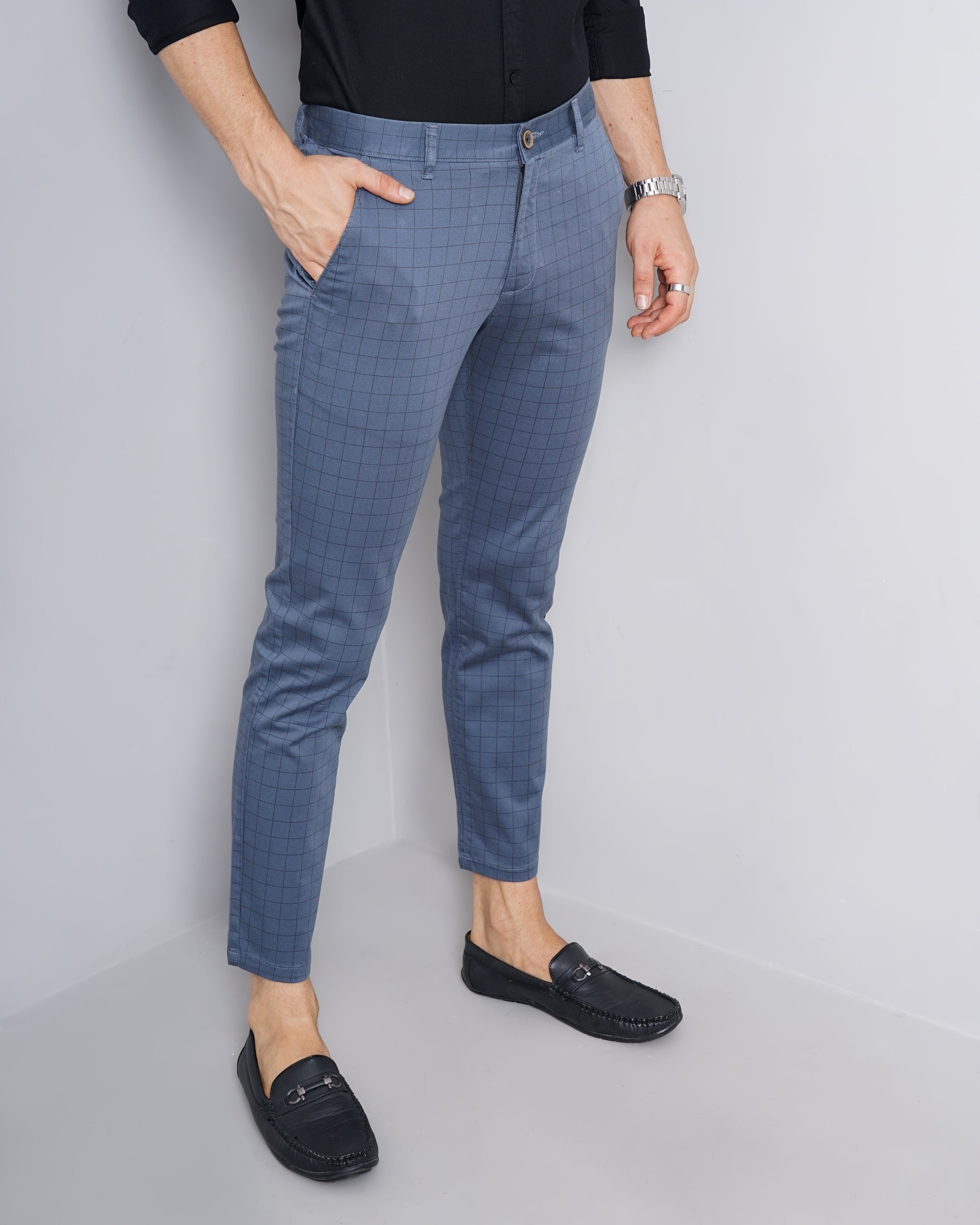 CHECKED SLIM FIT CHINOS