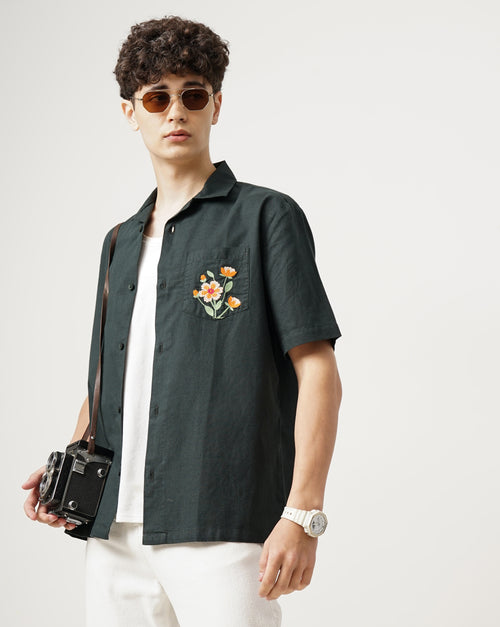Men Embroidered Regular Fit Shirt with Patch Pocket