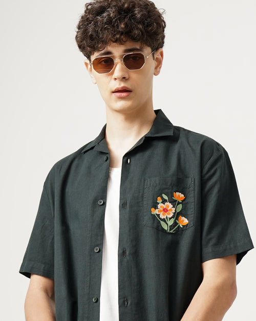 Men Embroidered Regular Fit Shirt with Patch Pocket