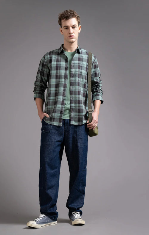 Slim Fit Window Pane Checks Oxford Shirt