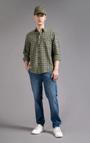 Slim Fit Window Pane Checks Oxford Shirt