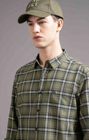 Slim Fit Window Pane Checks Oxford Shirt