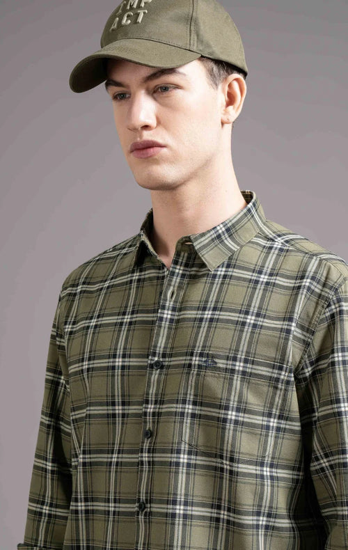 Slim Fit Window Pane Checks Oxford Shirt