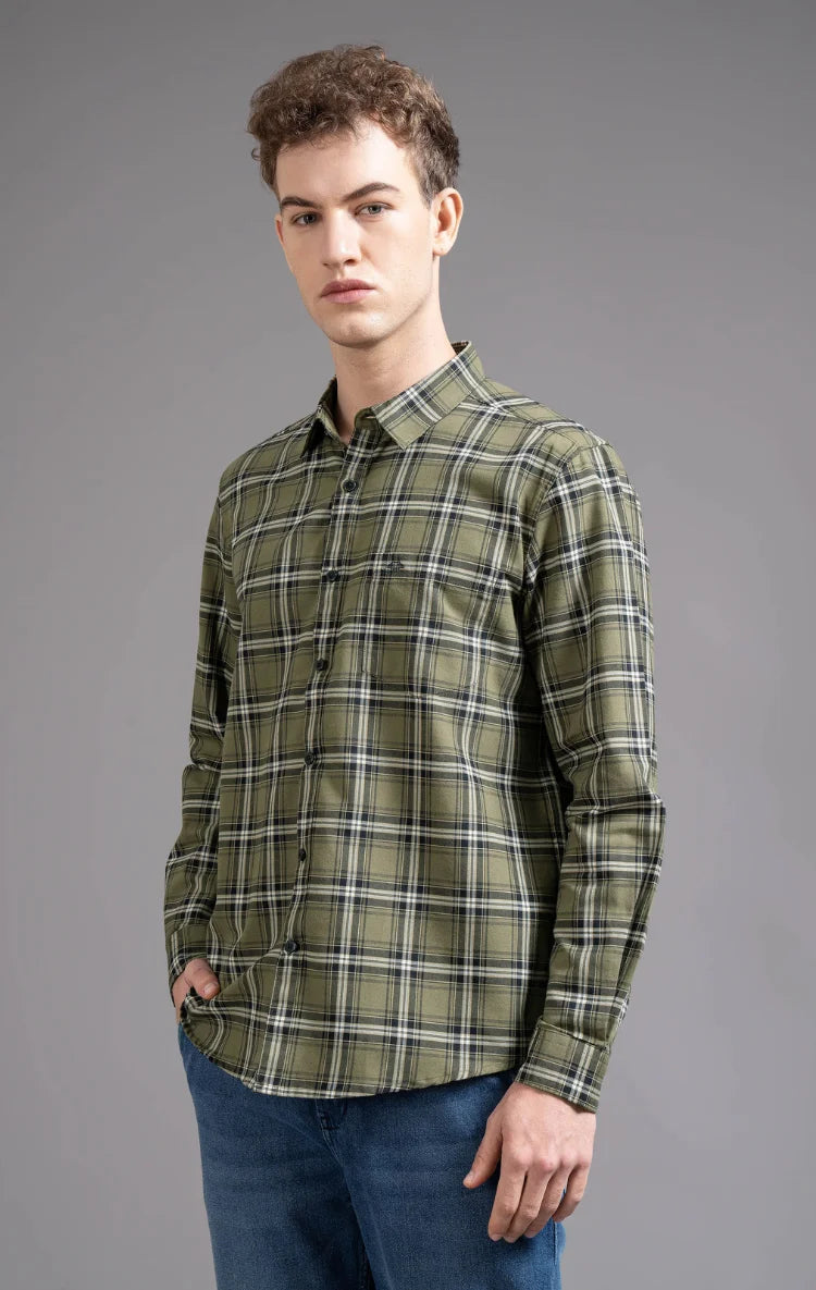 Slim Fit Window Pane Checks Oxford Shirt
