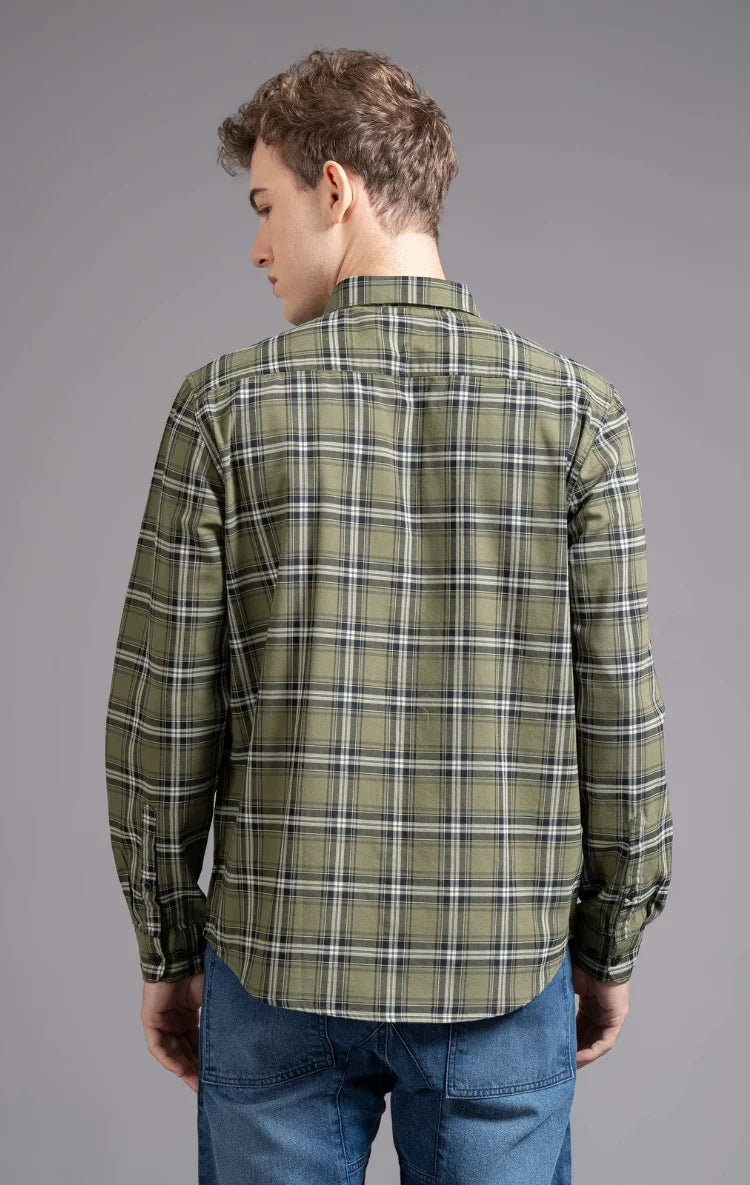 Slim Fit Window Pane Checks Oxford Shirt