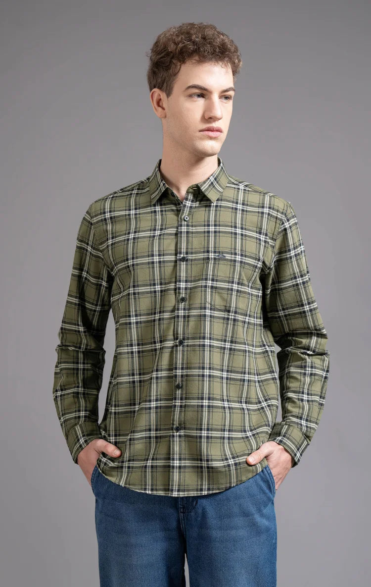 Slim Fit Window Pane Checks Oxford Shirt