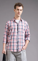 Slim Fit Window Pane Checks Twill Shirt