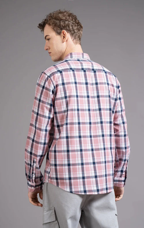 Slim Fit Window Pane Checks Twill Shirt