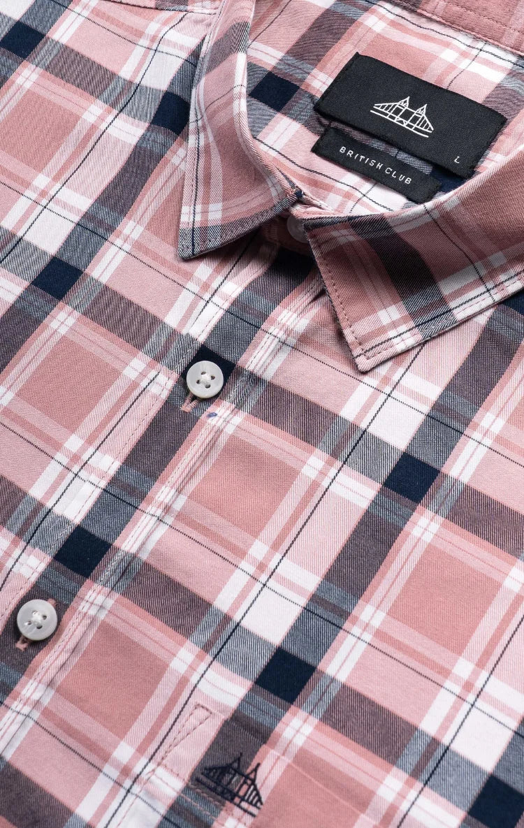 Slim Fit Window Pane Checks Twill Shirt