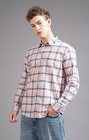 Slim Fit Window Pane Checks Twill Shirt