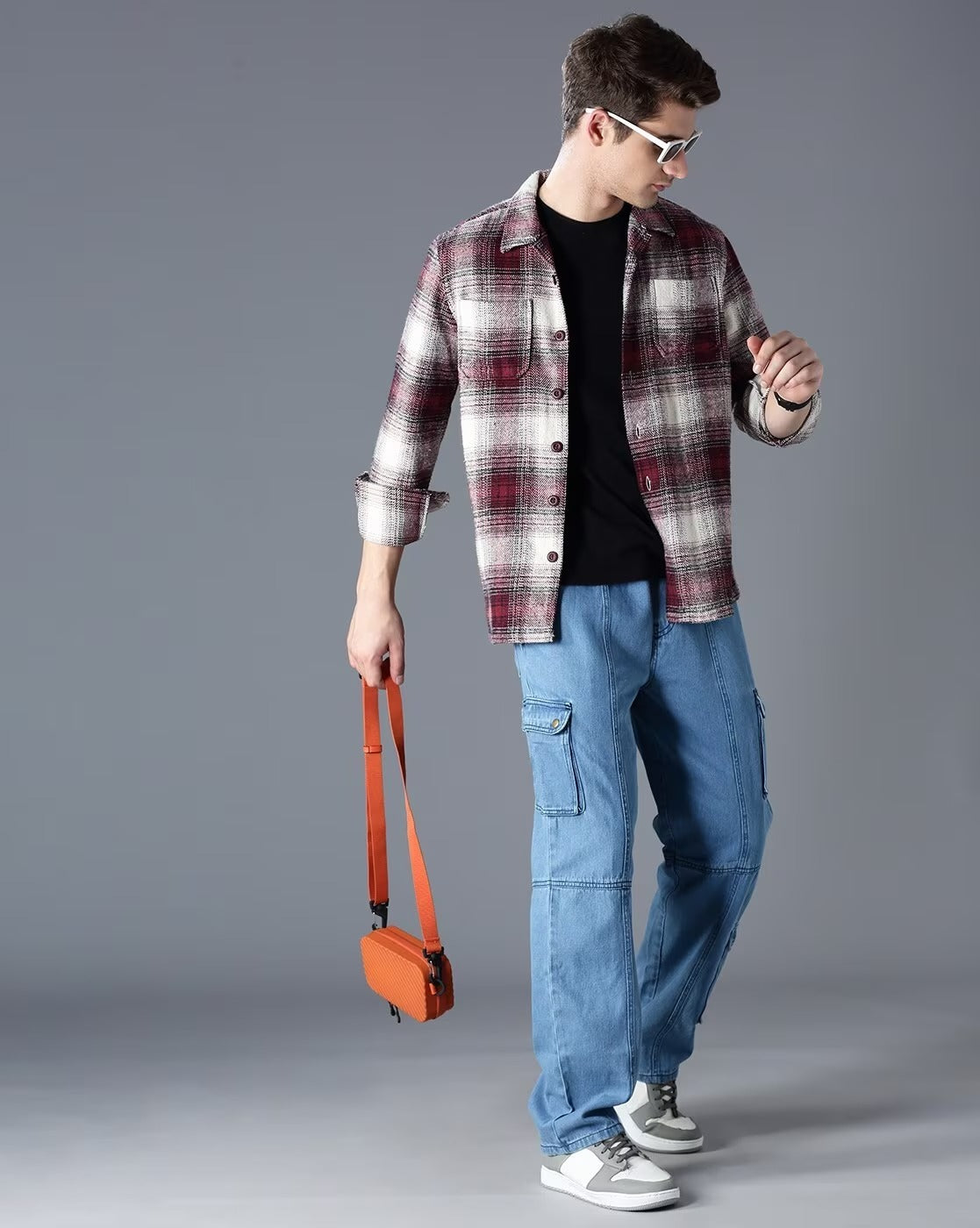 Men Checked Oversized Fit Shacket